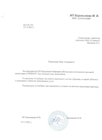 Отзыв от ИП Боровикова М. В.